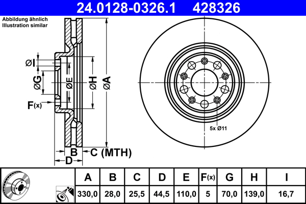 Disc frana 24.0128-0326.1 ATE