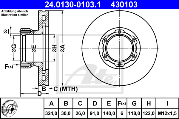 Disc frana 24.0130-0103.1 ATE