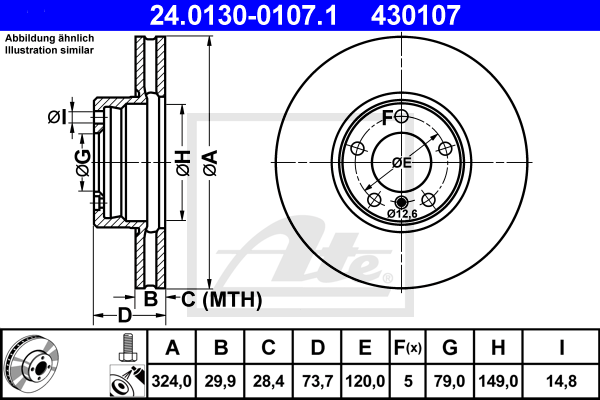 Disc frana 24.0130-0107.1 ATE