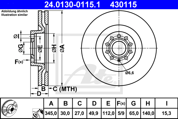 Disc frana 24.0130-0115.1 ATE