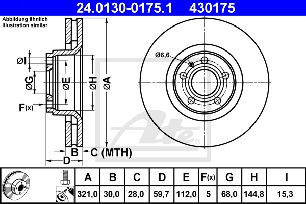 Disc frana 24.0130-0175.1 ATE