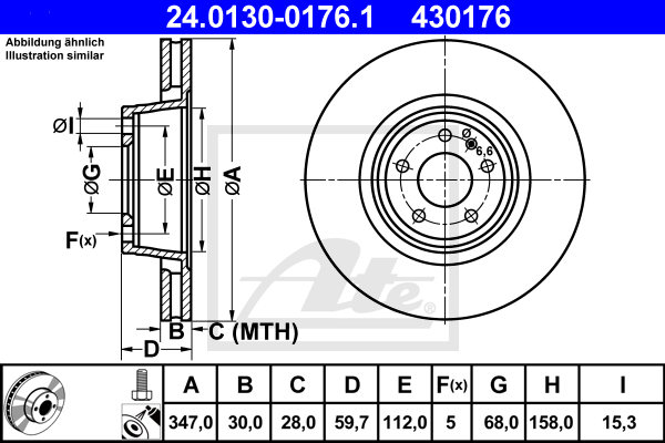 Disc frana 24.0130-0176.1 ATE