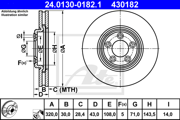 Disc frana 24.0130-0182.1 ATE