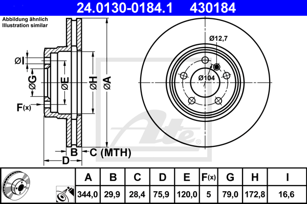 Disc frana 24.0130-0184.1 ATE