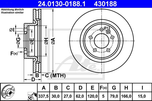 Disc frana 24.0130-0188.1 ATE