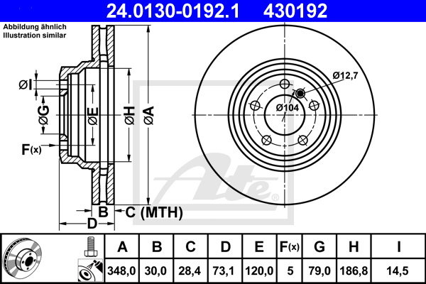 Disc frana 24.0130-0192.1 ATE