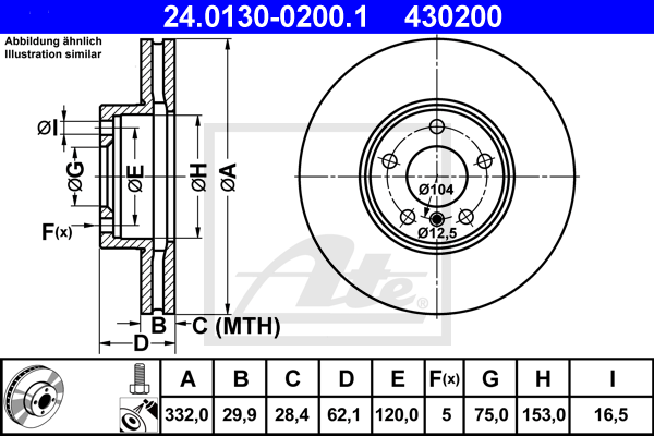 Disc frana 24.0130-0200.1 ATE