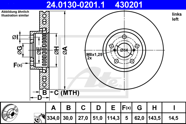 Disc frana 24.0130-0201.1 ATE