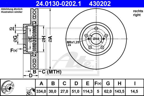 Disc frana 24.0130-0202.1 ATE