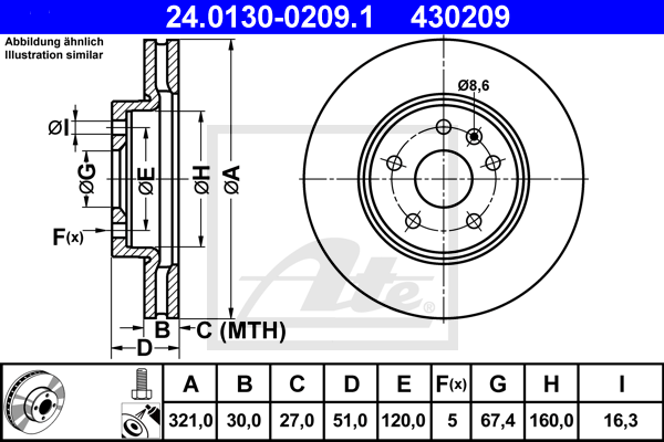 Disc frana 24.0130-0209.1 ATE