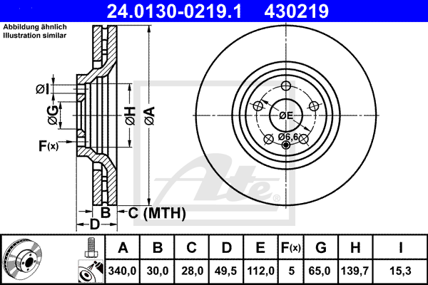 Disc frana 24.0130-0219.1 ATE