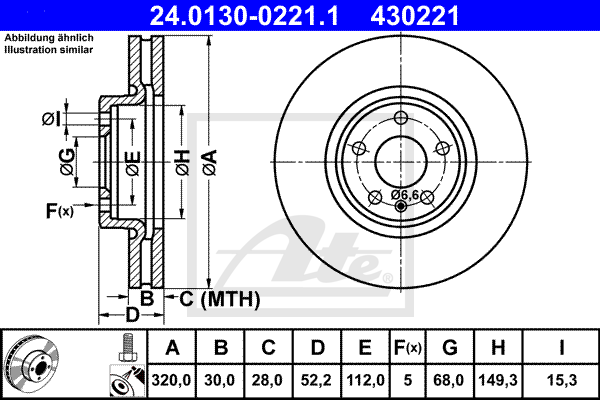 Disc frana 24.0130-0221.1 ATE