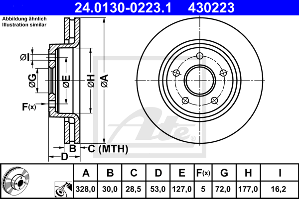 Disc frana 24.0130-0223.1 ATE