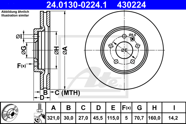 Disc frana 24.0130-0224.1 ATE