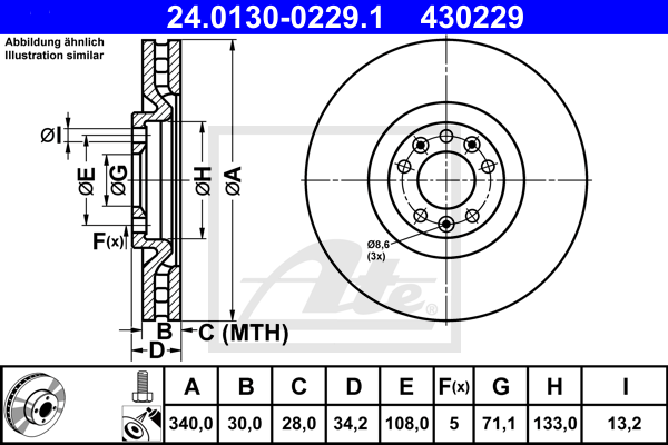 Disc frana 24.0130-0229.1 ATE