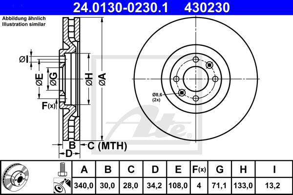 Disc frana 24.0130-0230.1 ATE