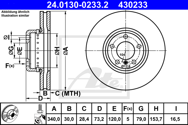 Disc frana 24.0130-0233.2 ATE