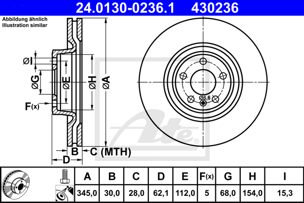 Disc frana 24.0130-0236.1 ATE