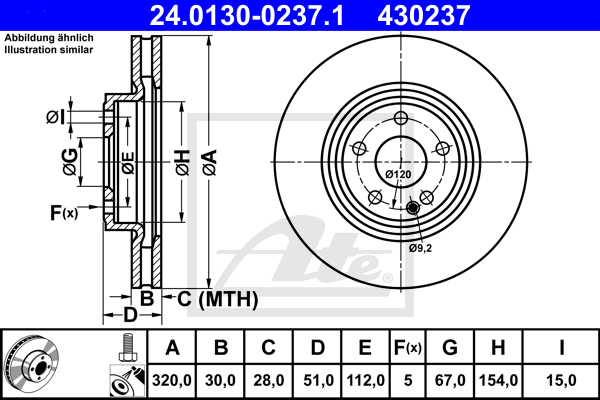 Disc frana 24.0130-0237.1 ATE