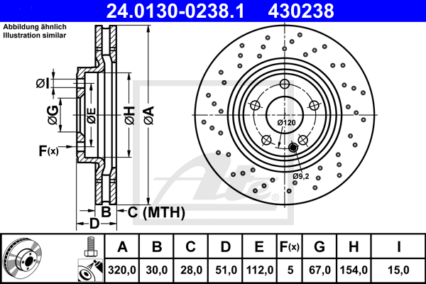 Disc frana 24.0130-0238.1 ATE