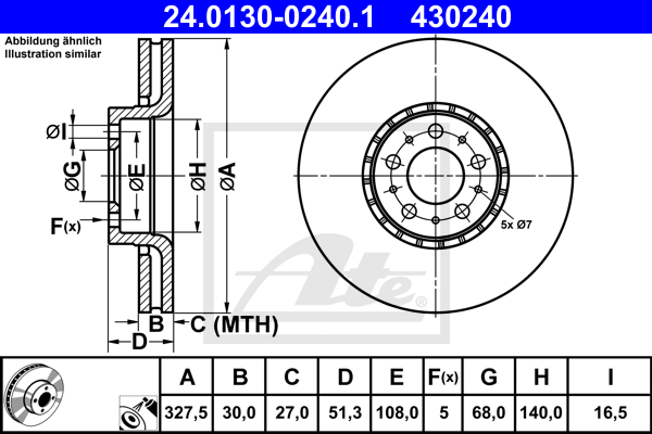 Disc frana 24.0130-0240.1 ATE