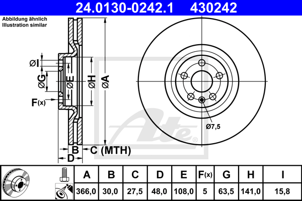 Disc frana 24.0130-0242.1 ATE