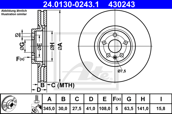 Disc frana 24.0130-0243.1 ATE