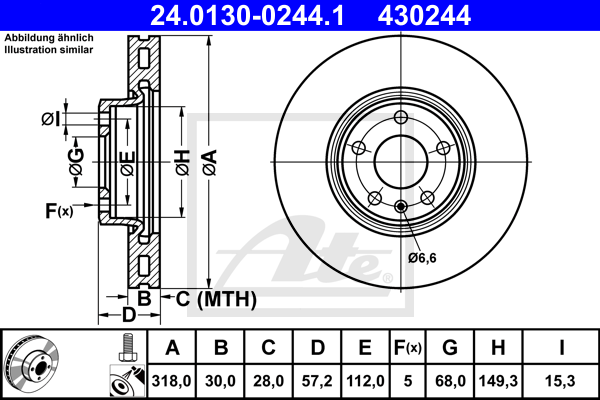 Disc frana 24.0130-0244.1 ATE