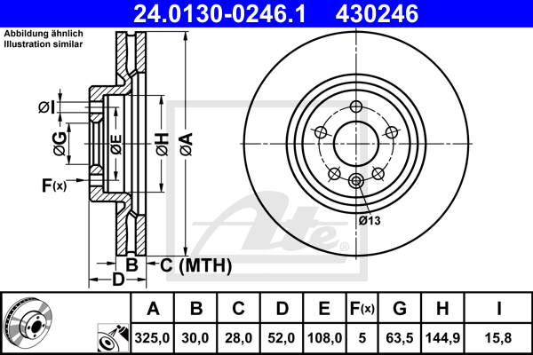 Disc frana 24.0130-0246.1 ATE