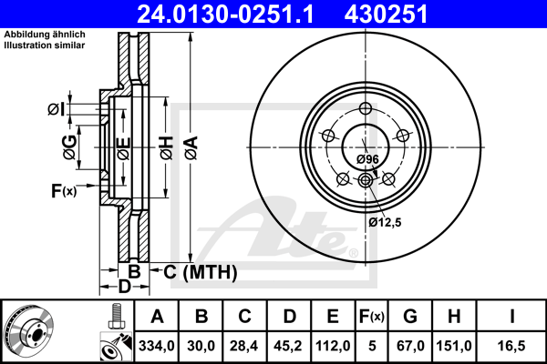 Disc frana 24.0130-0251.1 ATE