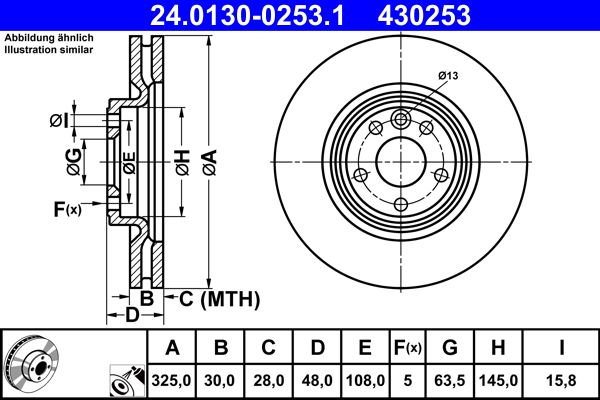 Disc frana 24.0130-0253.1 ATE