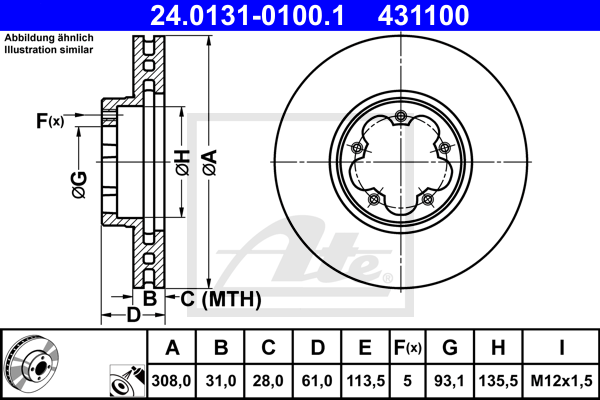 Disc frana 24.0131-0100.1 ATE