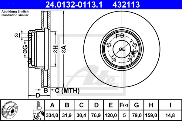 Disc frana 24.0132-0113.1 ATE