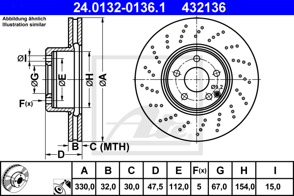 Disc frana 24.0132-0136.1 ATE