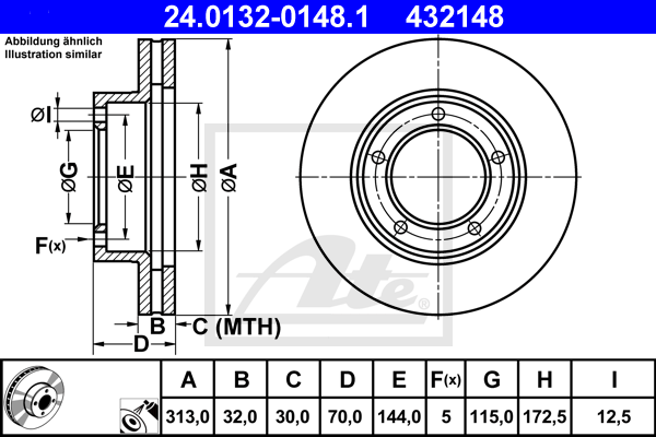 Disc frana 24.0132-0148.1 ATE