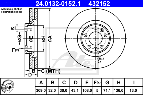 Disc frana 24.0132-0152.1 ATE