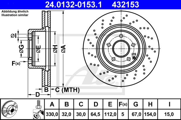 Disc frana 24.0132-0153.1 ATE