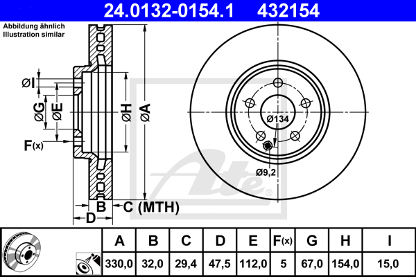 Disc frana 24.0132-0154.1 ATE