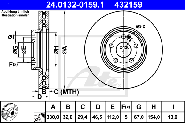 Disc frana 24.0132-0159.1 ATE