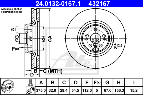 Disc frana 24.0132-0167.1 ATE