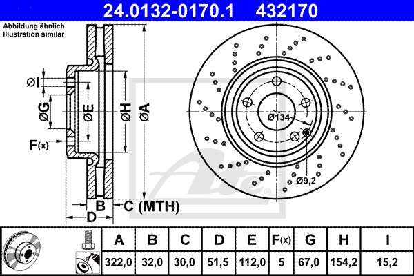 Disc frana 24.0132-0170.1 ATE