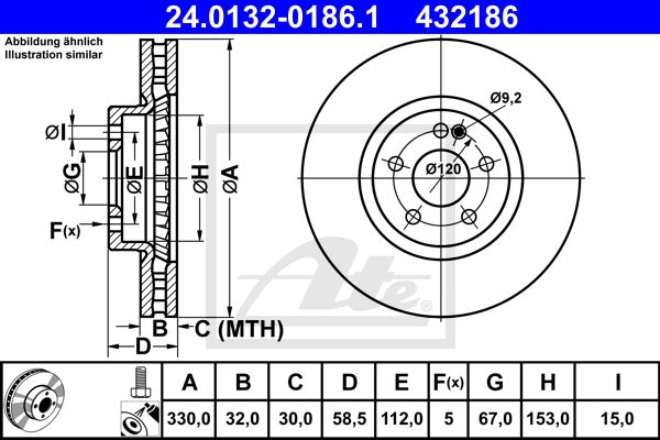 Disc frana 24.0132-0186.1 ATE