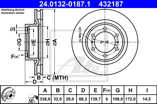 Disc frana 24.0132-0187.1 ATE