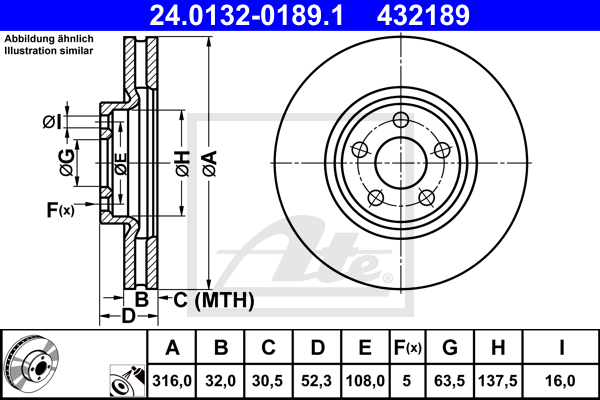 Disc frana 24.0132-0189.1 ATE