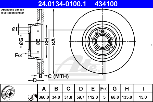 Disc frana 24.0134-0100.1 ATE