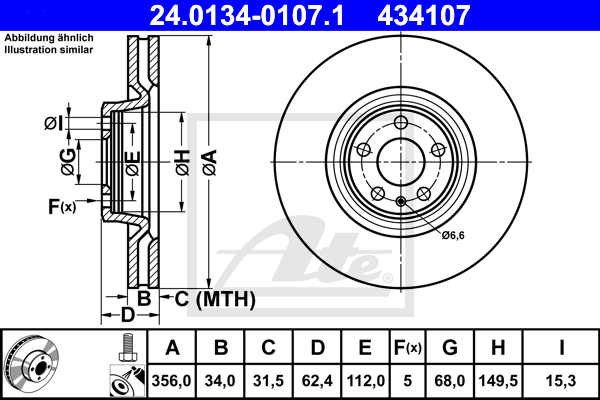 Disc frana 24.0134-0107.1 ATE