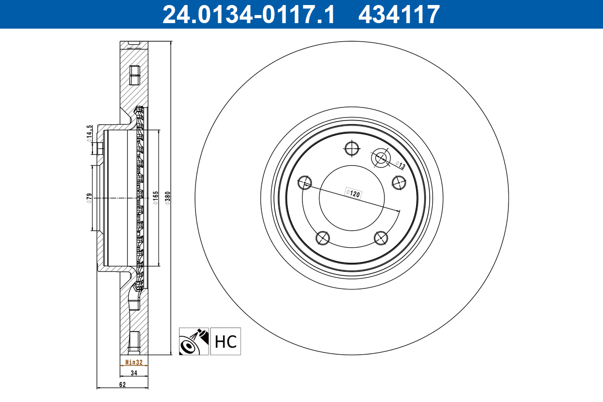 Disc frana 24.0134-0117.1 ATE