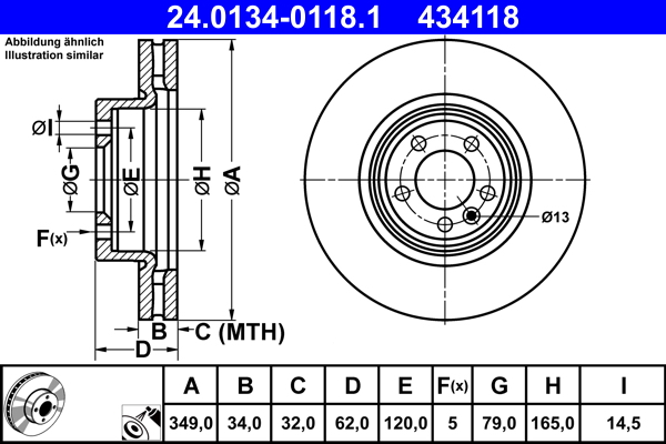 Disc frana 24.0134-0118.1 ATE