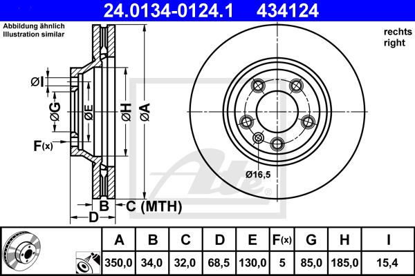 Disc frana 24.0134-0124.1 ATE