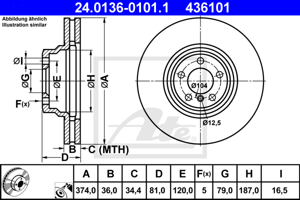 Disc frana 24.0136-0101.1 ATE